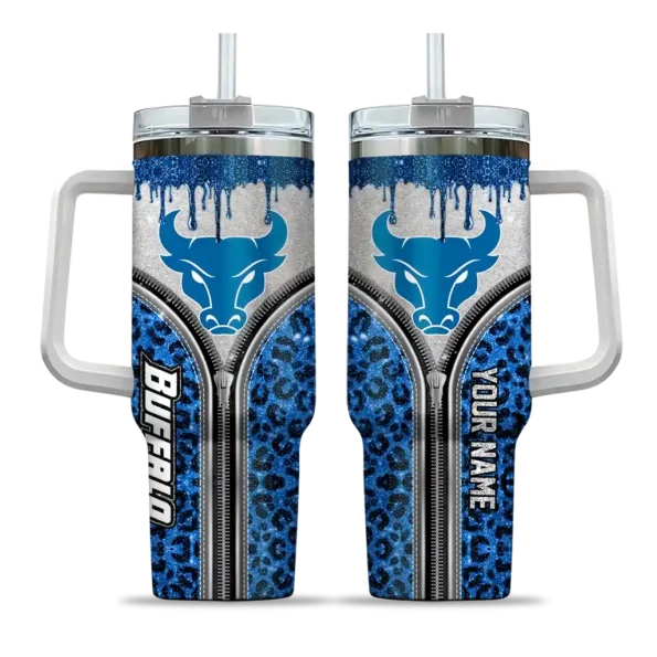 personalized buffalo bulls leopard zipper royal blue curved tumbler best selling.webp