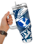 personalized byu cougars abstract paths blue curved tumbler best selling.webp