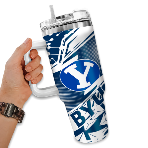 personalized byu cougars abstract paths blue curved tumbler fashion forward.webp