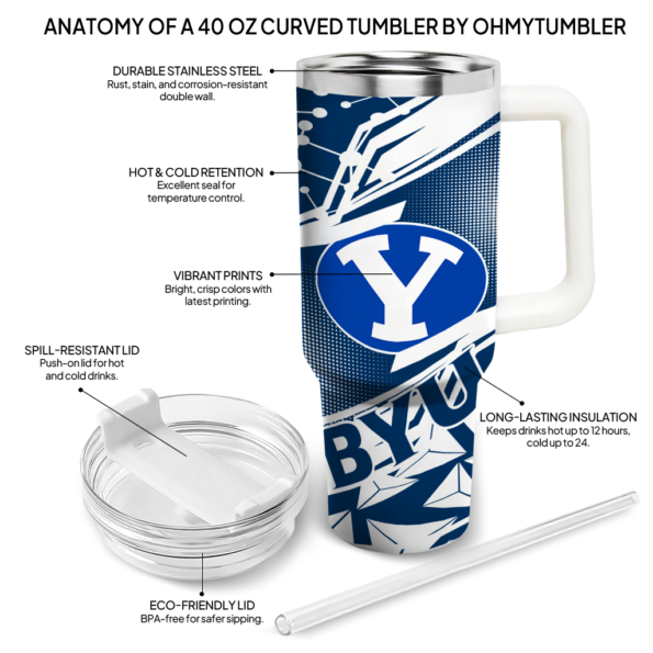 personalized byu cougars abstract paths blue curved tumbler new arrival.webp