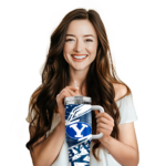 personalized byu cougars abstract paths blue curved tumbler best selling.webp