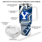 personalized byu cougars arrow burst blue curved tumbler best selling.webp