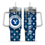 personalized byu cougars bullseye drips blue curved tumbler best selling.webp