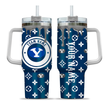 personalized byu cougars bullseye drips blue curved tumbler best selling.webp