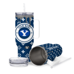 personalized byu cougars bullseye drips blue curved tumbler best selling.webp