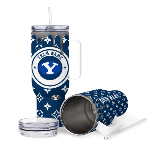 personalized byu cougars bullseye drips blue curved tumbler high quality.webp