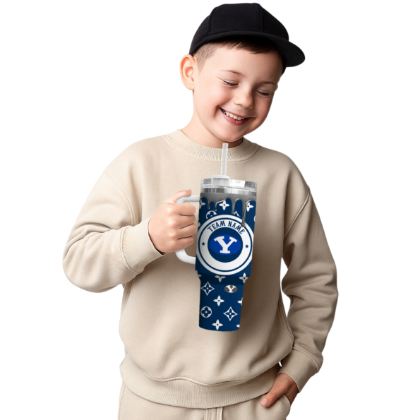 personalized byu cougars bullseye drips blue curved tumbler latest model.webp