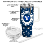 personalized byu cougars bullseye drips blue curved tumbler best selling.webp