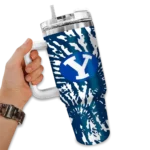personalized byu cougars burst swirl blue curved tumbler best selling.webp