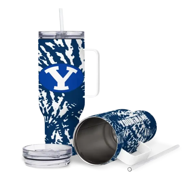 personalized byu cougars burst swirl blue curved tumbler high quality.webp