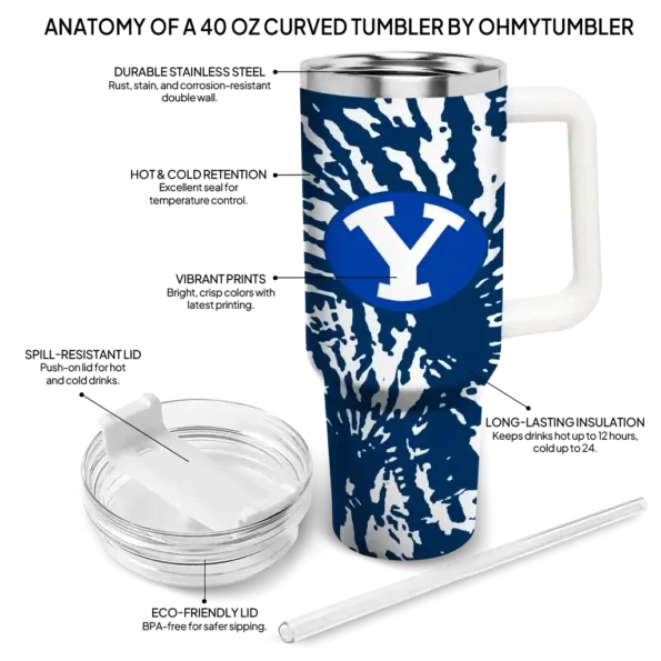 personalized byu cougars burst swirl blue curved tumbler new arrival.webp