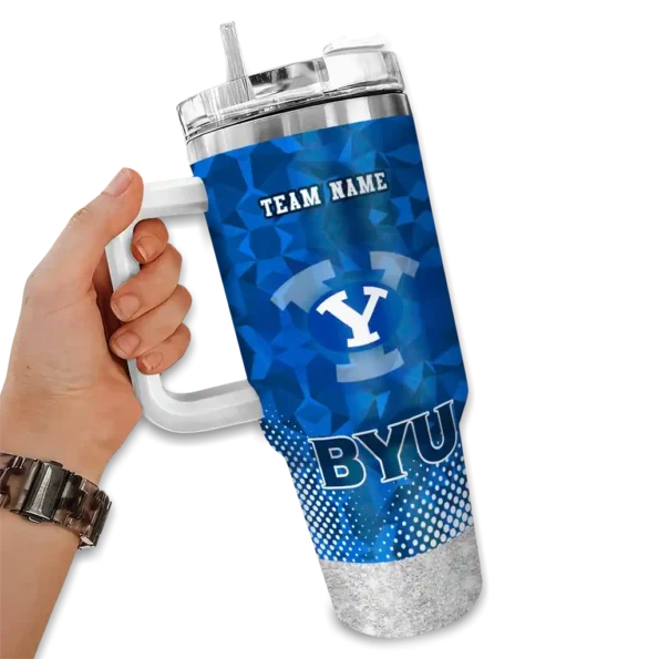 personalized byu cougars geometric prism blue curved tumbler fashion forward.webp