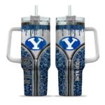 personalized byu cougars leopard zipper blue curved tumbler best selling.webp