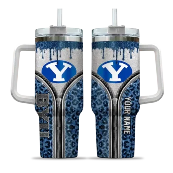 personalized byu cougars leopard zipper blue curved tumbler best selling.webp