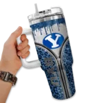 personalized byu cougars leopard zipper blue curved tumbler best selling.webp