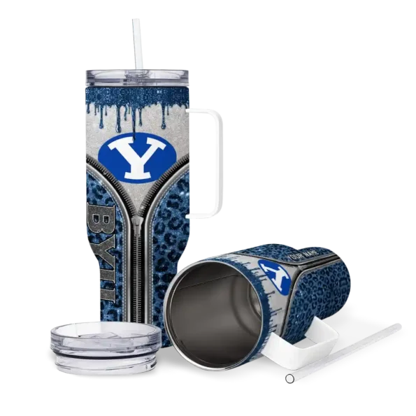 personalized byu cougars leopard zipper blue curved tumbler high quality.webp