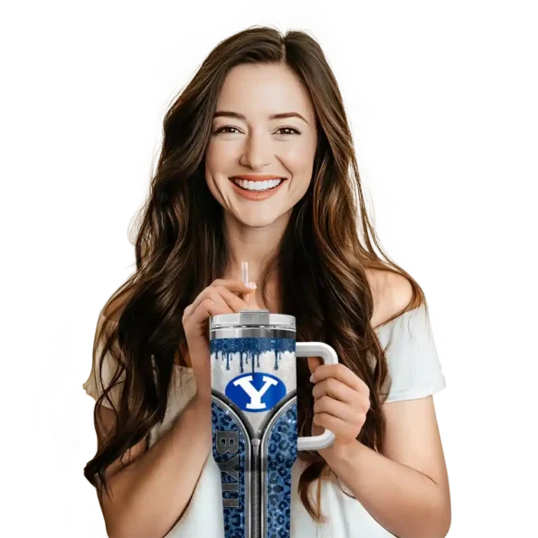 personalized byu cougars leopard zipper blue curved tumbler premium grade.webp