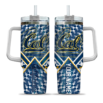 personalized california golden bears chevron angle blue curved tumbler best selling.webp