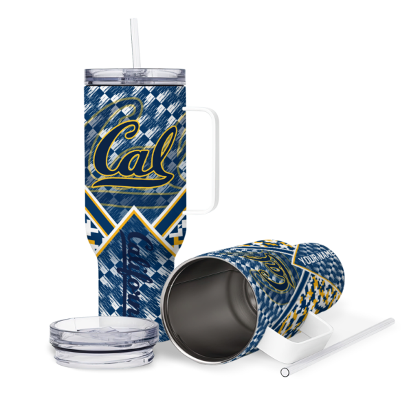 personalized california golden bears chevron angle blue curved tumbler high quality.webp