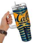 personalized california golden bears chevron layers blue curved tumbler best selling.webp
