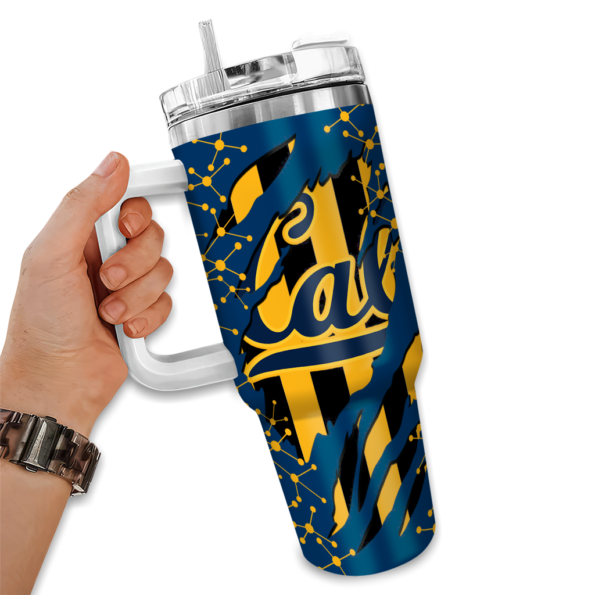 personalized california golden bears claw cut blue black curved tumbler fashion forward.webp