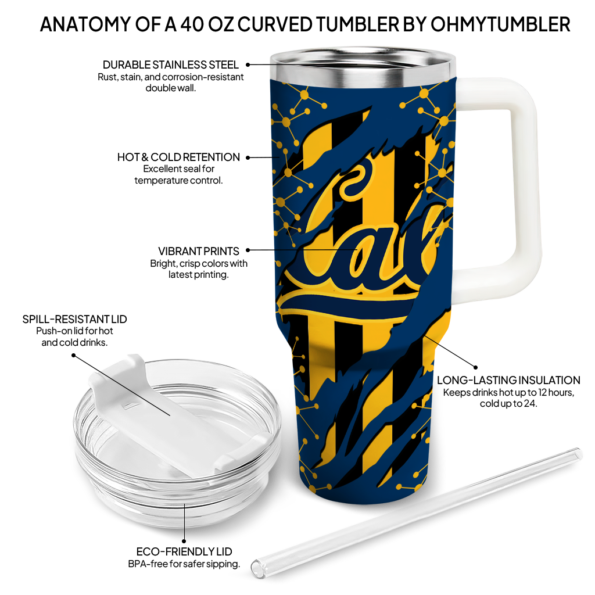 personalized california golden bears claw cut blue black curved tumbler new arrival.webp