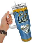 personalized california golden bears heart helmet motif blue curved tumbler best selling.webp