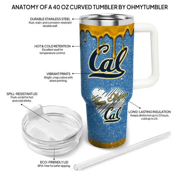 personalized california golden bears heart helmet motif blue curved tumbler new arrival.webp