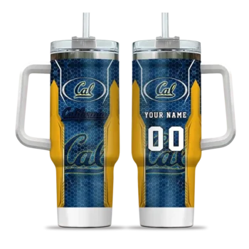 personalized california golden bears hexagon armor blue curved tumbler best selling.webp