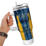 personalized california golden bears hexagon armor blue curved tumbler best selling.webp