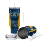 personalized california golden bears hexagon armor blue curved tumbler best selling.webp