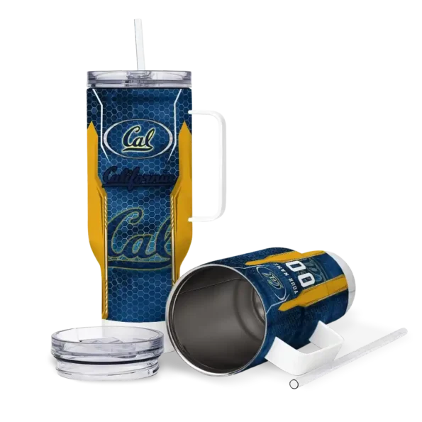 personalized california golden bears hexagon armor blue curved tumbler high quality.webp