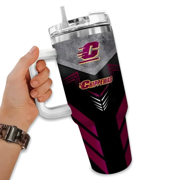 personalized central michigan chippewas arrow armor maroon black curved tumbler fashion forward.webp