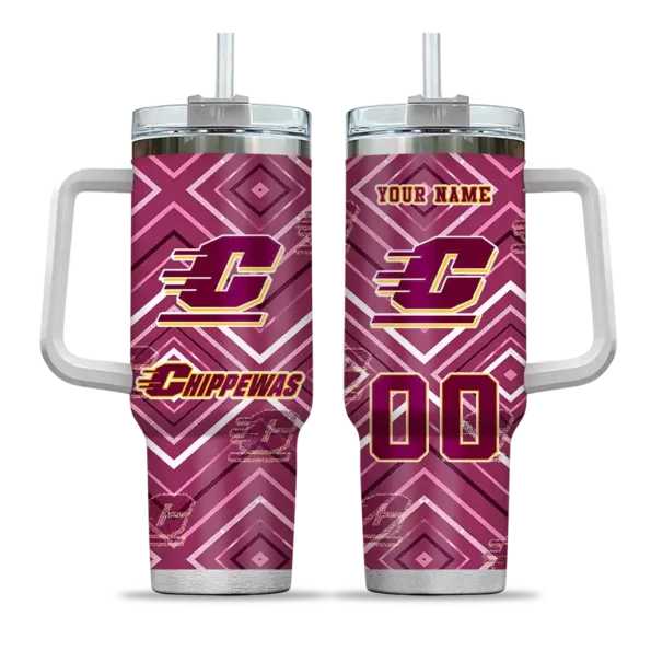personalized central michigan chippewas bold diamonds maroon curved tumbler best selling.webp