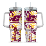 personalized central michigan chippewas camo mashup maroon white curved tumbler best selling.webp
