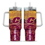 personalized central michigan chippewas chevron stripe maroon curved tumbler best selling.webp
