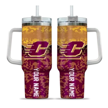 personalized central michigan chippewas chevron stripe maroon curved tumbler best selling.webp