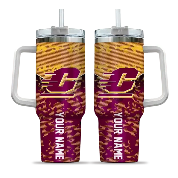 personalized central michigan chippewas chevron stripe maroon curved tumbler best selling.webp