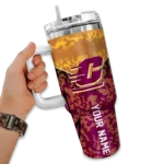 personalized central michigan chippewas chevron stripe maroon curved tumbler best selling.webp