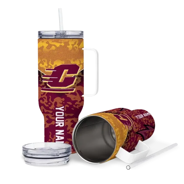 personalized central michigan chippewas chevron stripe maroon curved tumbler high quality.webp