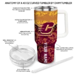 personalized central michigan chippewas chevron stripe maroon curved tumbler best selling.webp
