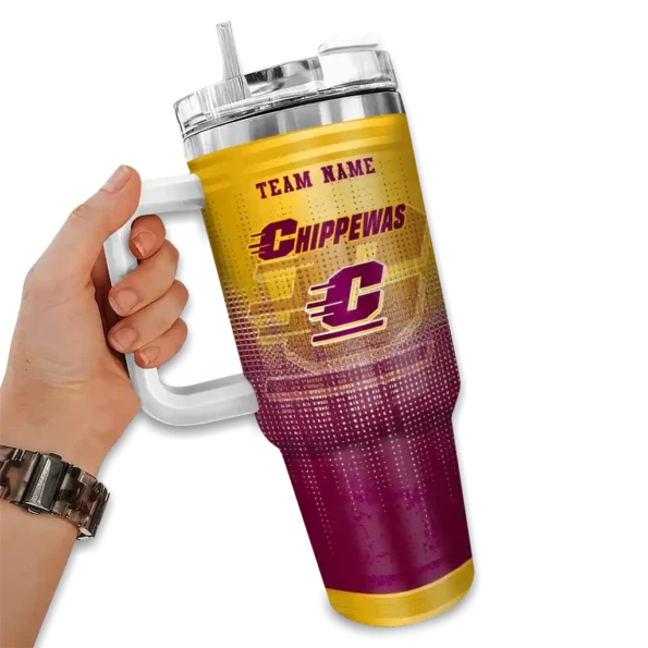 personalized central michigan chippewas gradient dots maroon curved tumbler fashion forward.webp