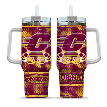 personalized central michigan chippewas honey streaks maroon curved tumbler best selling.webp