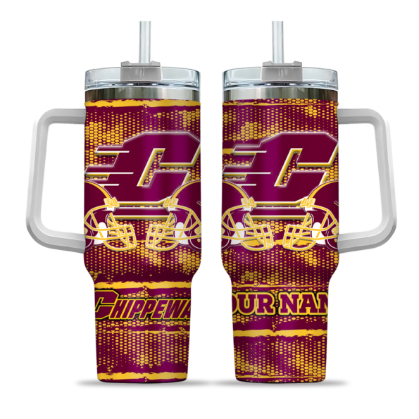 personalized central michigan chippewas honey streaks maroon curved tumbler best selling.webp