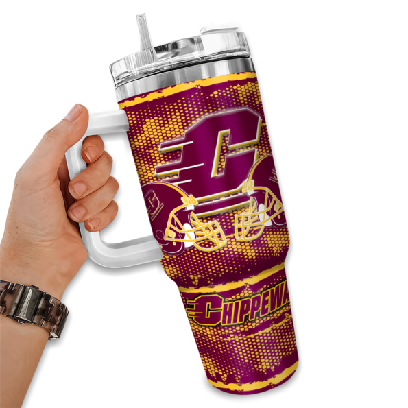 personalized central michigan chippewas honey streaks maroon curved tumbler fashion forward.webp