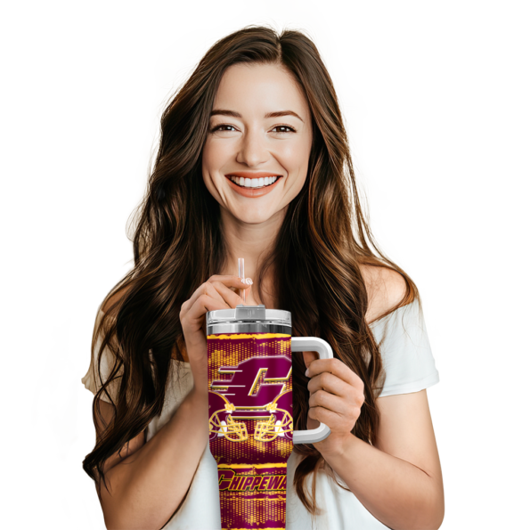 personalized central michigan chippewas honey streaks maroon curved tumbler premium grade.webp