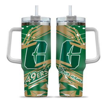 personalized charlotte 49ers abstract paths green curved tumbler best selling.webp