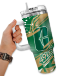 personalized charlotte 49ers abstract paths green curved tumbler best selling.webp