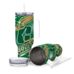 personalized charlotte 49ers abstract paths green curved tumbler best selling.webp