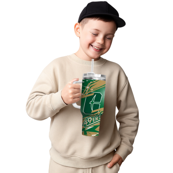 personalized charlotte 49ers abstract paths green curved tumbler latest model.webp